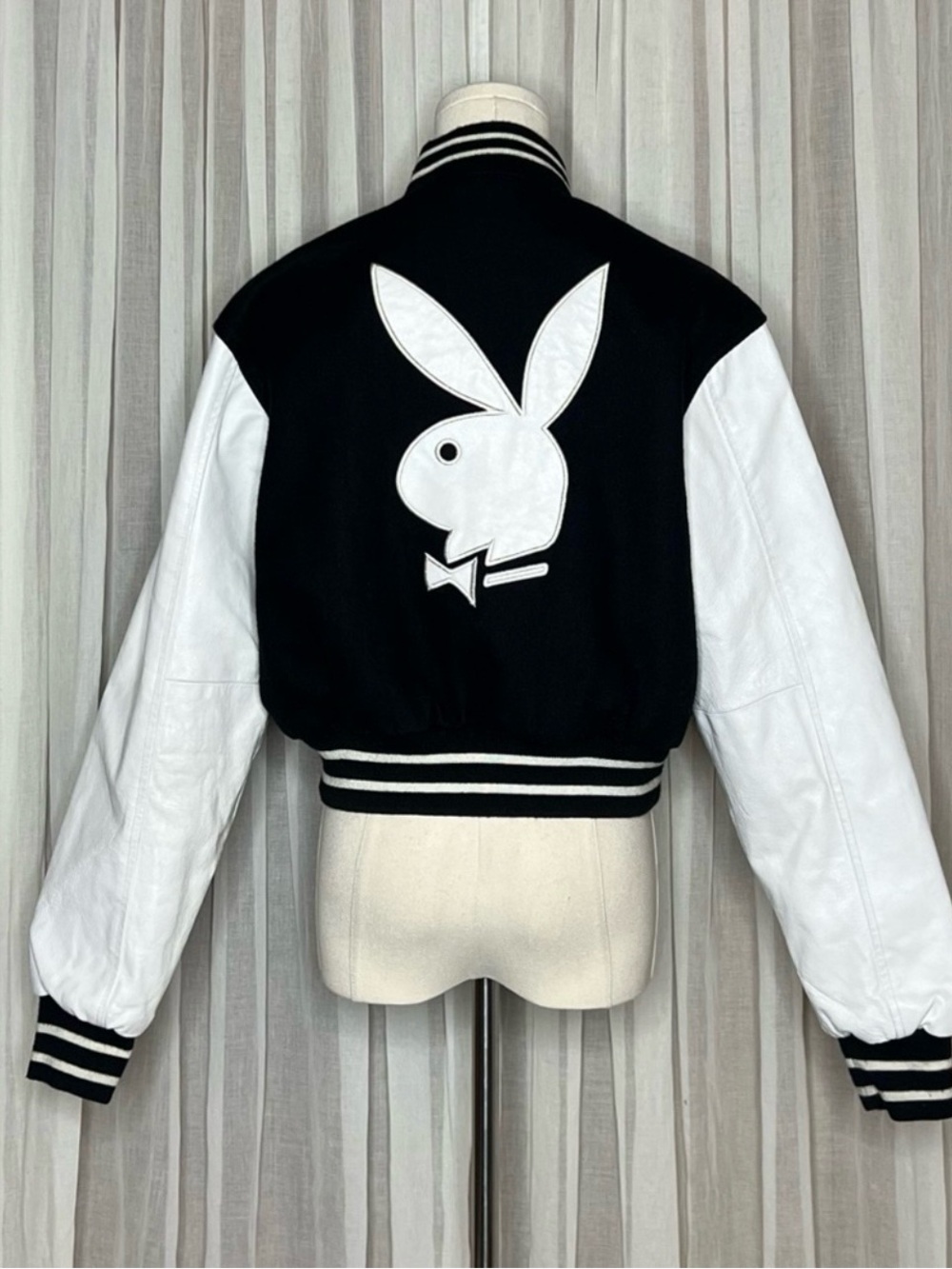 Y2K Playboy Black & White Reversible Varsity Jacket - Picture 5 of 11
